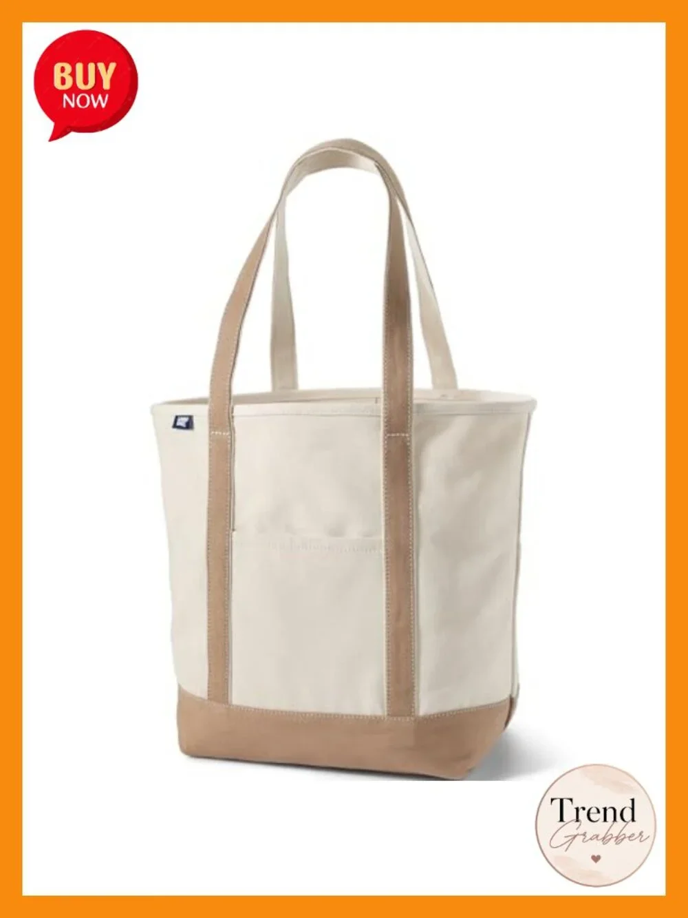 Large Canvas Tote with 5 Pockets, Shoulder Handles, Structured Base
